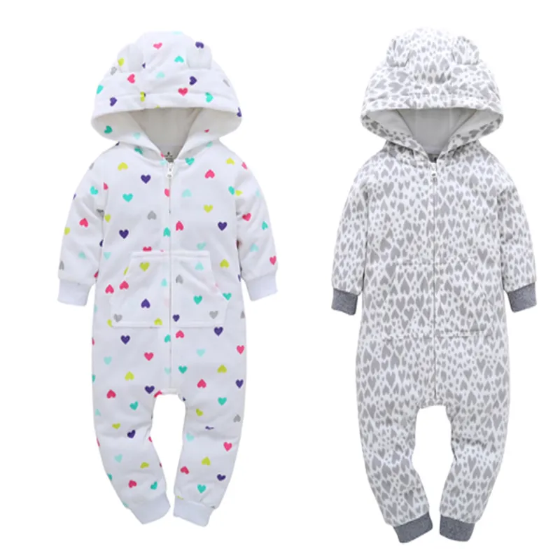 baby winter clothes newborn rompers baby boy girl long sleeve hooded fleece jumpsuit overall infant Christmas clothing