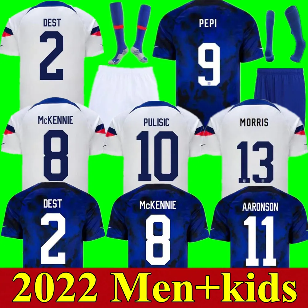 2022 PULISIC DEST McKennie Maglie da calcio della Coppa del Mondo 22 23 Aaronson Musah Usas Morgan Lloyd America Shirt Football Shit States Lleget Men Kids Set Kits
