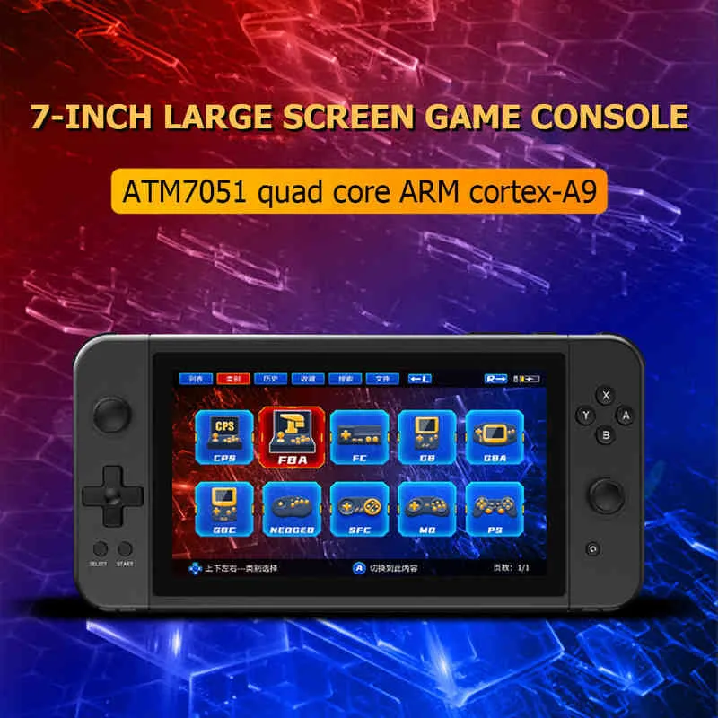 Portable Game Players 3D Rocker for Home 7 Inch Hand-held HD Sensitive Game Console Retro for Kids X70 Handheld Game console Support Two-Player Games T220916