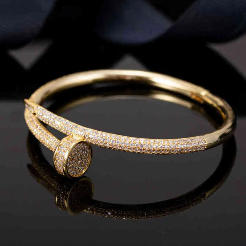 أساور سحر الأساور الماس الكاملة المجوهرات للهدية 16.5 سم سوار سوار الذهب مطلي بالذهب بدون صندوق رابط 2