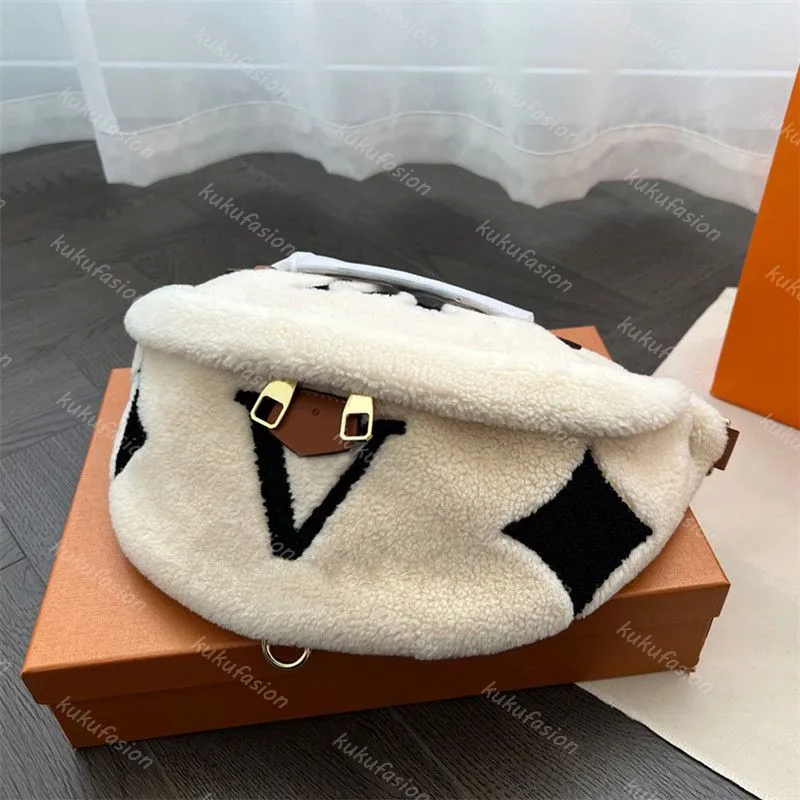 Kobiety Crossbody Bag Teddy Bumbag Projektant Męskie Puszyste Torby Na Ramię Modne Pasy Biodrowe Fuzzy Bum Bag Cross Body Torebki Fanny Pack Torebki 2209173D