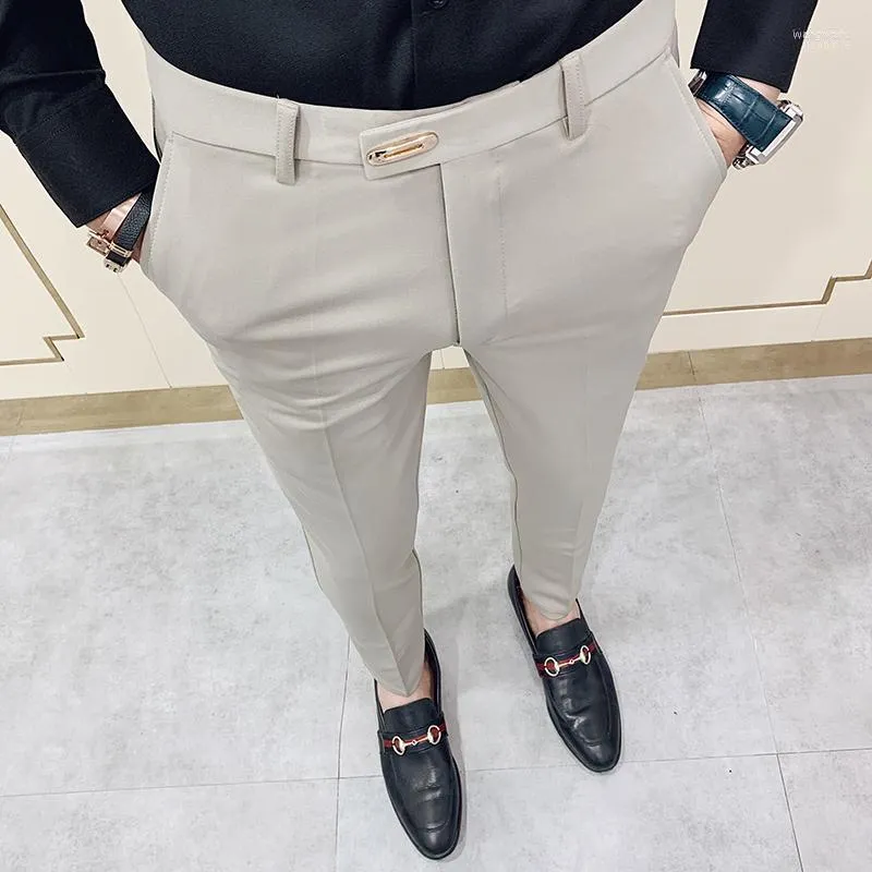 Pantalon masculin Slim Fit Mens Dress Streetwear Full Longueur Suit Men 34 Messieurs de haute qualité pantalon de bureau Tous Match