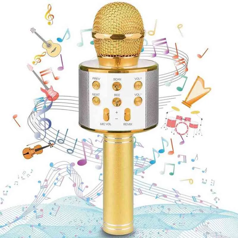 Микрофоны Aroay Karaoke Bluetooth Wireless Microphone для вечеринки поют церковный шоу Home Portable Mic Microphone T220916