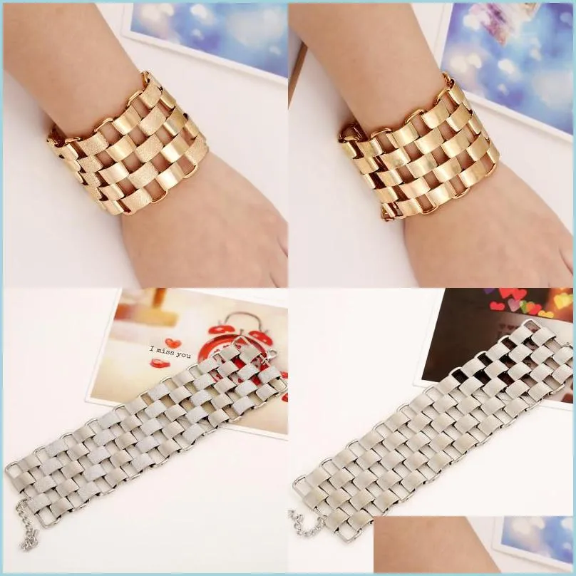 Charm armband ny mode lyxdesigner metall geometriska tegelstenar l￤nk kedja armband f￶r kvinna flickor guld sier f￤rg 1 dhseller2010 dh0sx