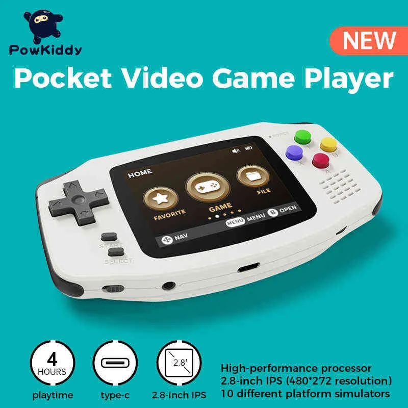 Portable Game Players New POWKIDDY A30 Handheld Game Console 2.8 inch IPS HD Screen 32G Built-in 4000 Games Portable Game Console Childrens Gift T220916