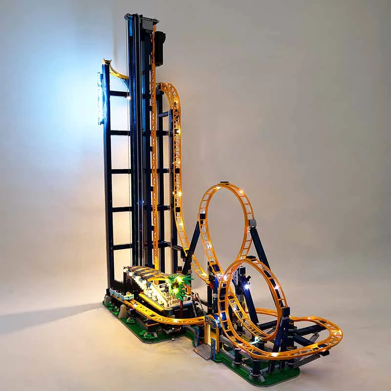 Briques jouet cadeau modèle Kits de construction amusant classique parc d'attractions montagnes russes lumière modèle ensemble Compatible 10303 assemblé