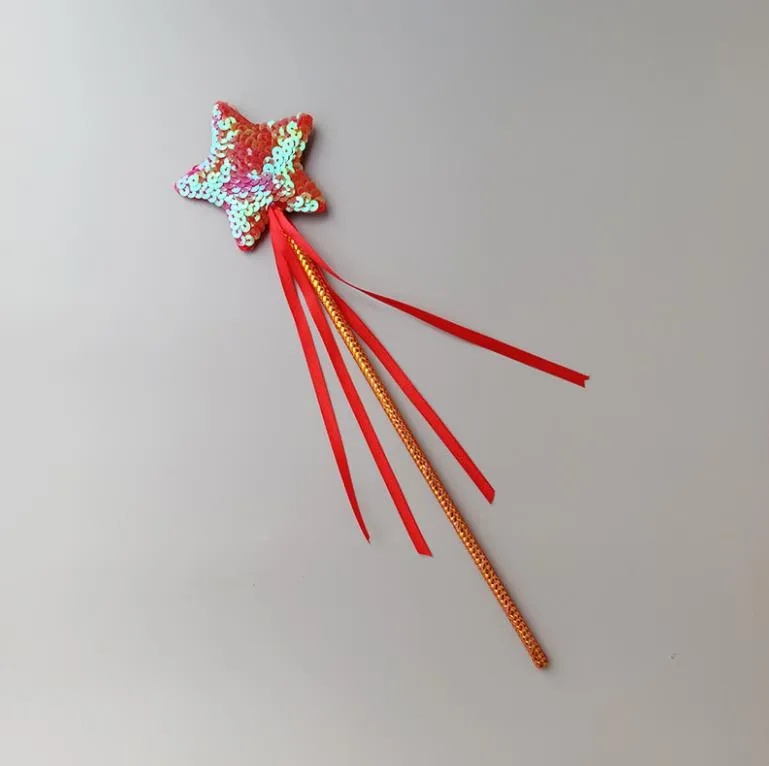 Princess Fairy Wands For Kids 13 Pouces Sequins Ribbon Sequins Star Elf Magic Baton Christmas Toy Fournitures Danniversaire Angel Magic Wand Wand Halloween Decoration Gold Silver Rainbow Du 0 79 DHgat...