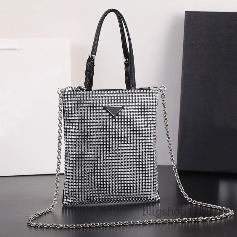 Avondtassen Hobo Crossbody Tas Diamanten Handtassen Portemonnee Rundleer Lange ketting aan de binnenkant Mode Letters Driehoeksbord Effen portefeuilles Vrouwen