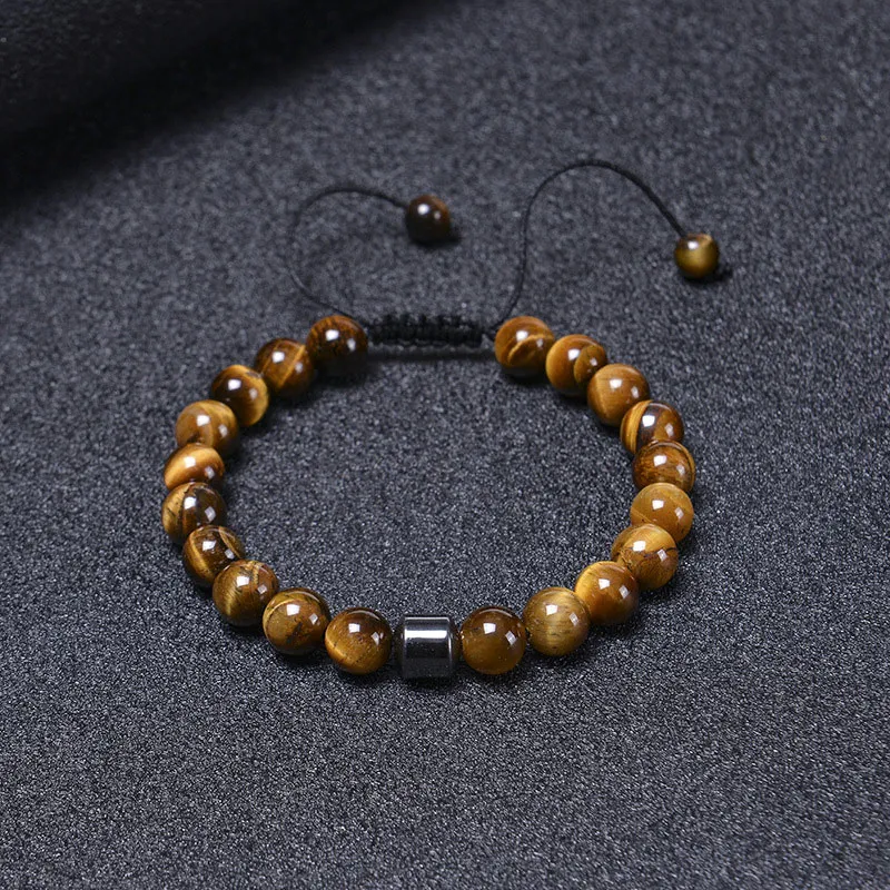 8 мм натуральный камень ручной работы ручной работы веревочных браслетных браслетов регулируемый браслет для женских мужских вечеринок в бисера