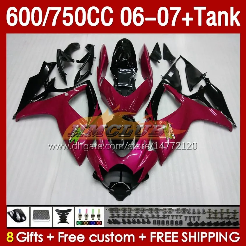 OEM Fairings & Tank For SUZUKI GSX-R600 GSXR750 GSXR600 K6 GSXR-750 06 07 154No.93 GSXR 600 750 CC 600CC 750CC 2006 2007 GSXR-600 06-07 Injection Mold Fairing pink stock