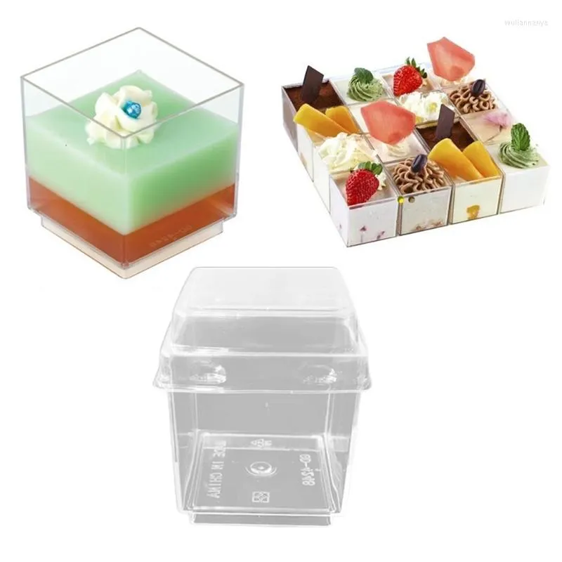 Bouteilles de stockage 10pcs gobelets à dessert jetables avec couvercle tasse en mousse en plastique transparent pour pouding apéritif gelée yaourt fournitures de cuisine M07 22