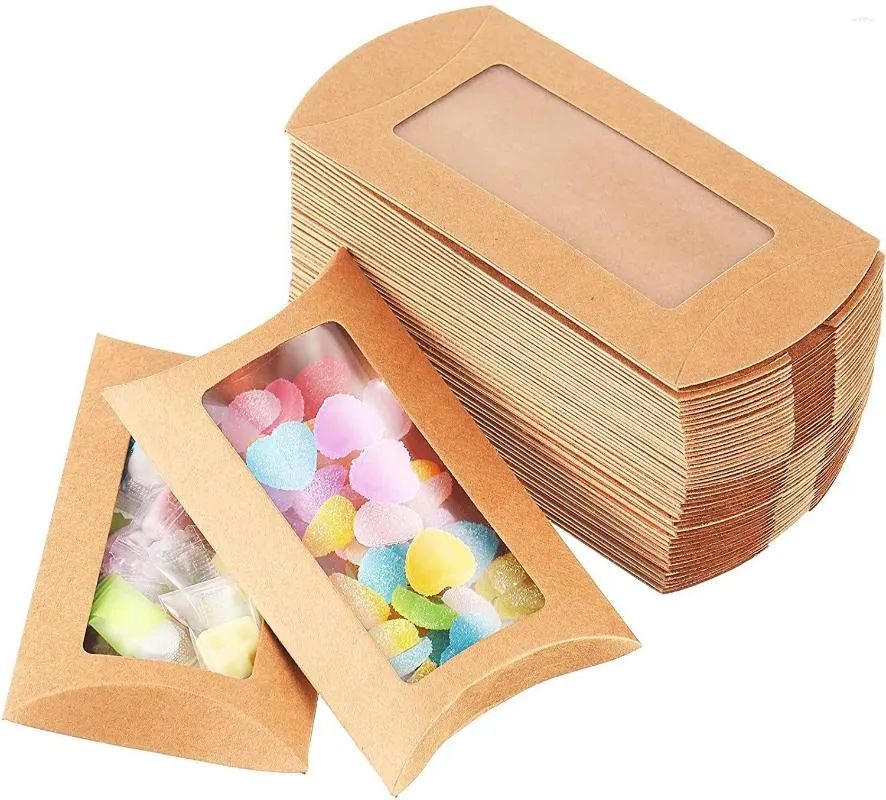 Opakowanie prezentów 100PCS Kraft Paper Cookie Candy Pudełko Pvc Widd