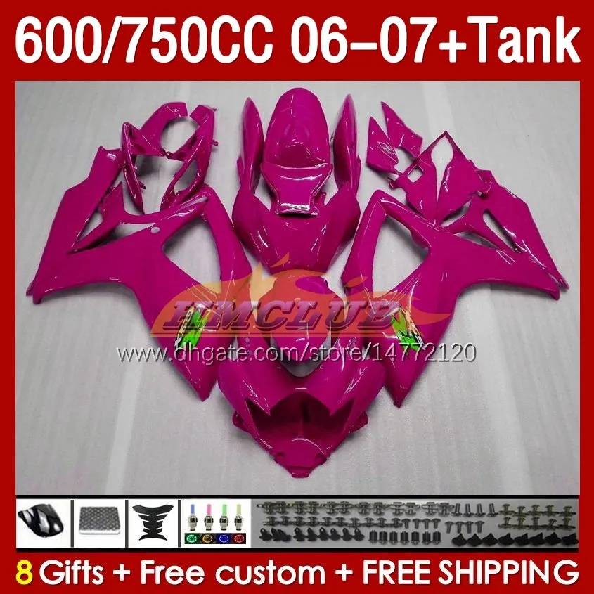 OEM Fairings & Tank For SUZUKI GSX-R600 GSXR750 GSXR600 K6 GSXR-750 06 07 154No.70 GSXR 600 750 CC 600CC 750CC 2006 2007 GSXR-600 06-07 Injection Mold Fairing glossy rose blk