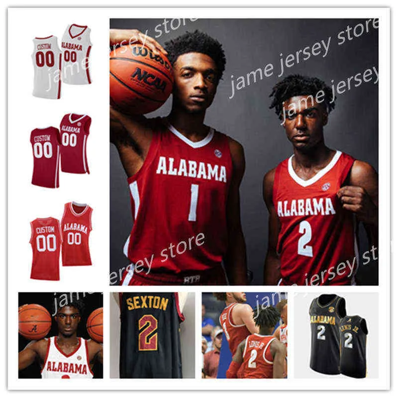 College basketbal draagt ​​college Alabama Crimson Tide basketbal gestikt Jersey Jahvon Quinerly John Petty Jr. Joshua Primo Alex Tchikou Reese Ambrose-Hylton Mi