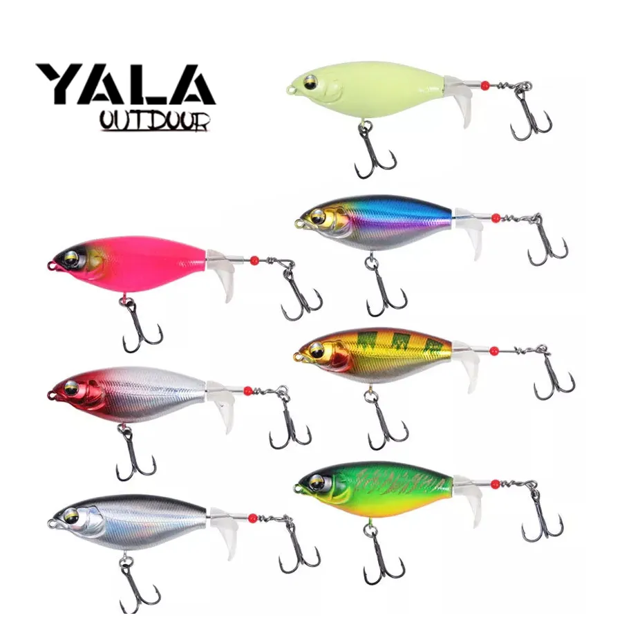 Topwater Balıkçılık Cazibesi 6g 65mm Whopper Popper Wobbler Yapay Sert Yem Bas Plopper Yumuşak Dönen Kuyruk Olta takımı