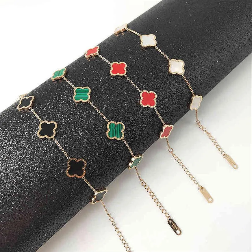 18k rose gold do not fade net red fashion clover titanium steel bracelet female shell fashion personalized dign hand jewelry264D