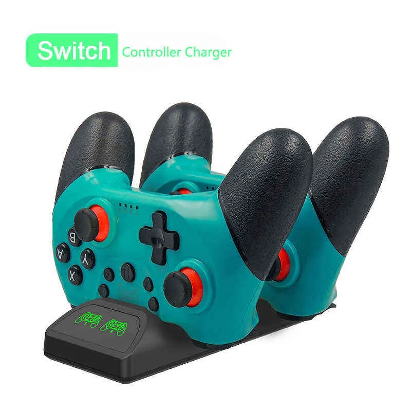 Spelkontroller Joysticks för spelkontroller Double Charger Charging Dock Stand Station Holder Stand för Nintend Switch Game Console med indikator T220916