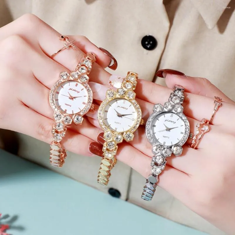 손목 시계 2022 여성 팔찌 시계 패션 간단한 다이얼 상감 라인 스톤 스테인레스 스틸 레이디스 쿼츠