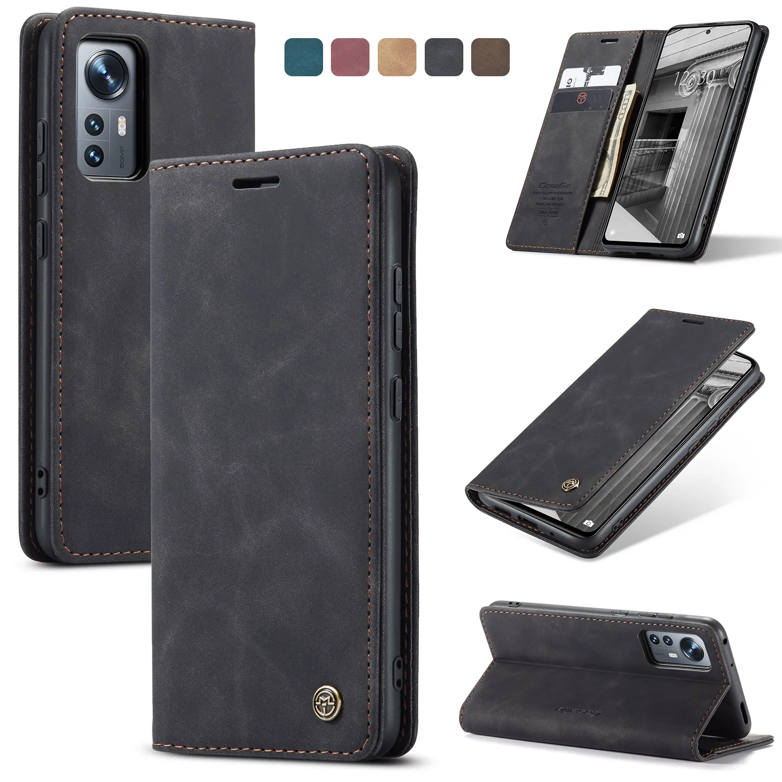 Vintage lederen standaard flip -portemonnee cases voor Xiaomi 12 12x 12Pro 11 lite 10t Redmi Note11 Note10 Poco M3 Pro Card Slot Holder Telefoon Covers Funda