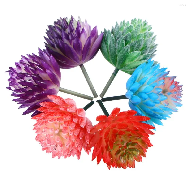 Decorative Flowers 6pcs Realistic Artificial Succulent Small Plastic DIY Plants Unpotted For Home Garden Decoration