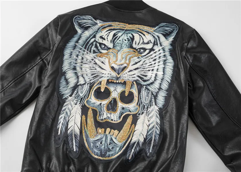 Leather jacket with clearance tiger on the back