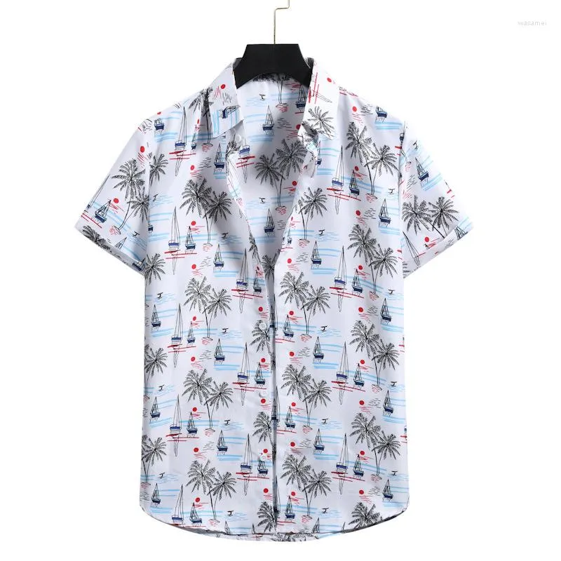 Chemises décontractées pour hommes Chemise de plage pour hommes Coton et lin à manches courtes Floral Hommes Été