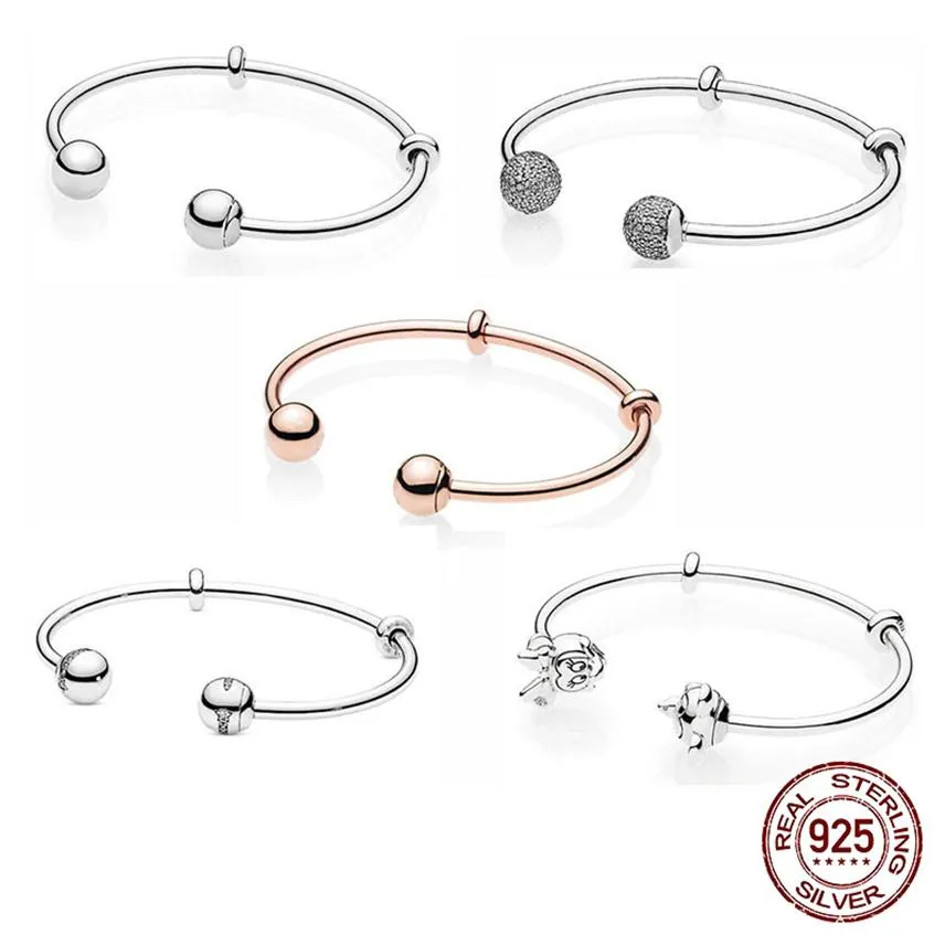 925 Sterling Fit Original Pandora Charms Heart T-Bar Cuff Сверкающий диск Clasp Bracelet Chain Women Jewelry339c