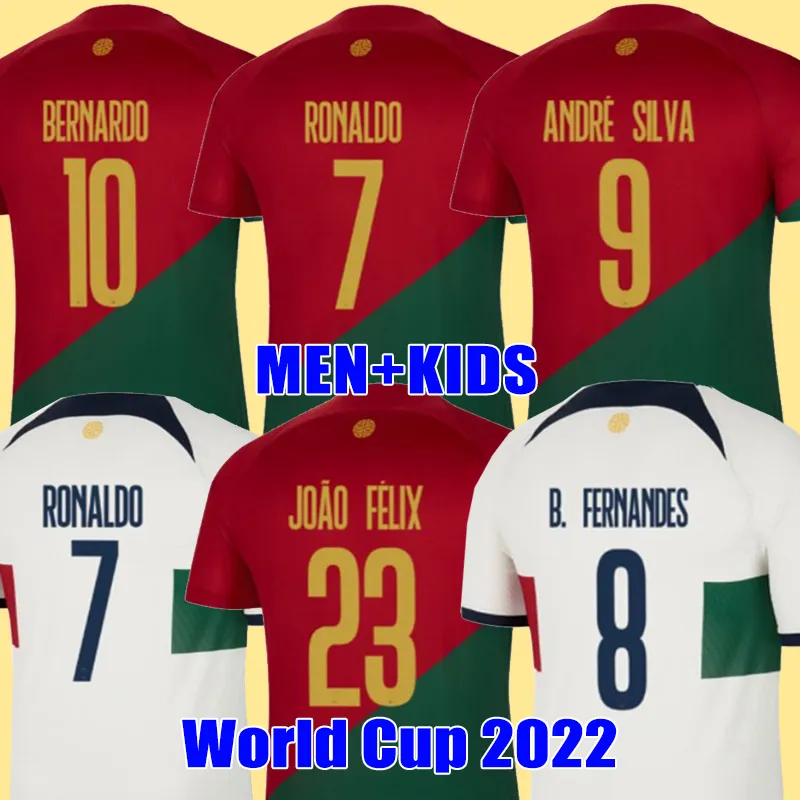 2022 Jersey de futebol portugu￪s Bruno Fernandes Diogo J. Copa do Mundo Portuguusa Retro 2022 Joao Felix 22 23 Camisa de futebol Bernardo Portugieser Homens Mulheres Kit Kits Kit