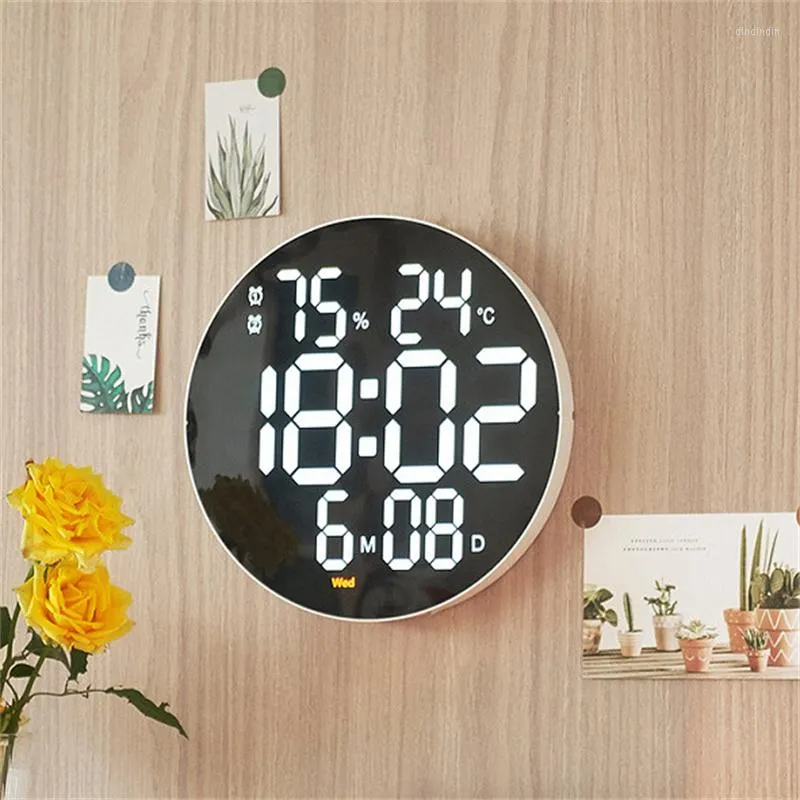 Horloges murales ChuHan 10 pouces LED horloge numérique 3D grande télécommande muet température et humidité alarme électronique moderne