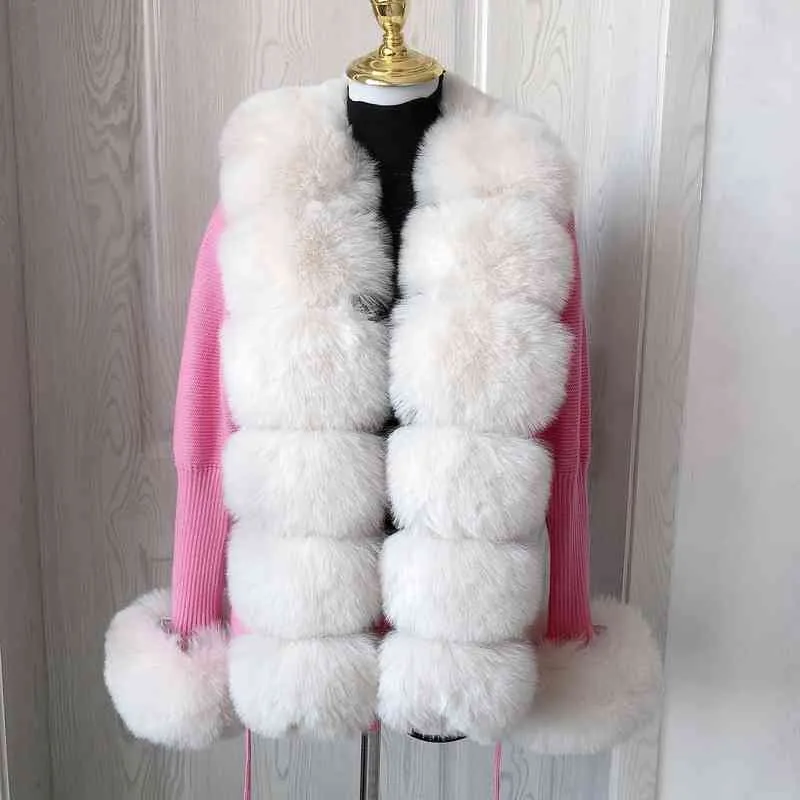 Femmes Fourrure Nouvelles Femmes Nouveau Chandail En Tricot Gilet nte Automne Egante Chandail Tricoté Avec Faux Col De Fourrure De Renard Femmes Mode Veste Veste De Fourrure 0918H22