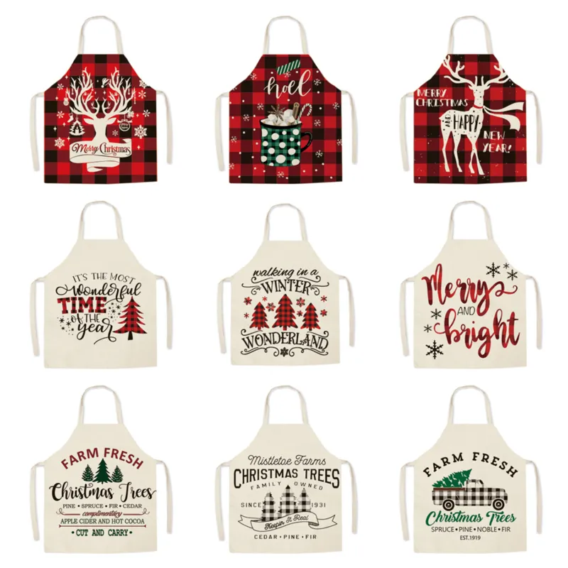 Oil Proof Red And Black Grid Christmas Christmas Aprons Amazon For