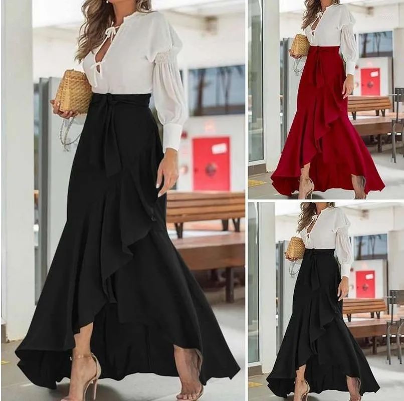 2024 Fashion New Tkirts Skirt Womens 2022 Belt Lace Wrap Hip Hip High Weist Slim Multicolor Sexy غير منتظم نصف طول