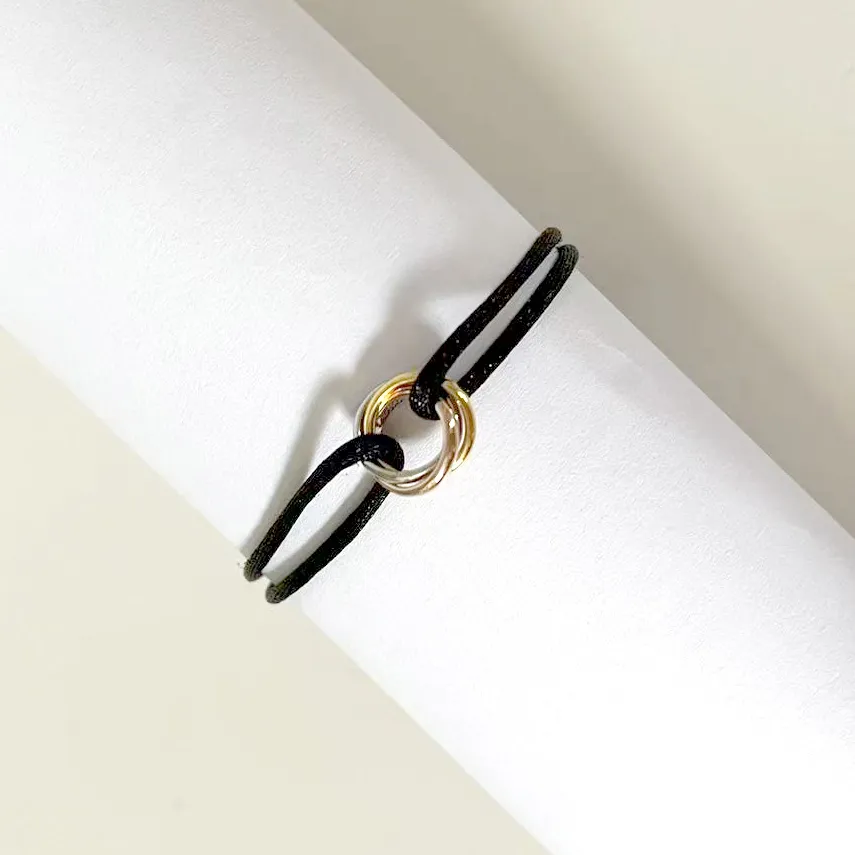 Moda 316L Aço Inoxidável Trinity anel corda Pulseira três Anéis alça de mão casal pulseiras para mulheres e homens moda jóias famosa marca