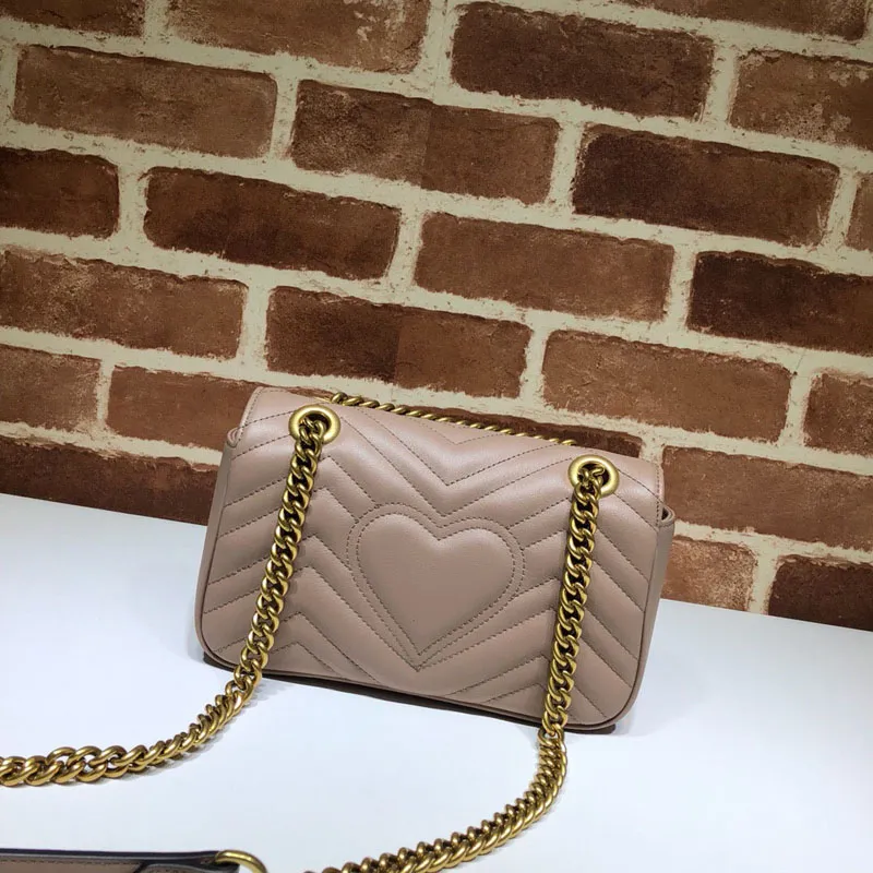 Marmont bandoulière sac à main épaule femme sac noir blanc rouge thé au lait rose vert véritable cuir coeur femmes sacs à main Messenger W3576