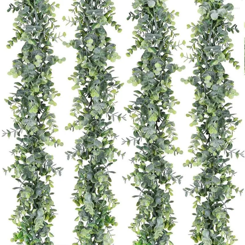 Dekorativa blommor simulering eukalyptus girland växt konstgjorda vinstockar hängande lämnar grönska för bröllop bakgrund väggdekor