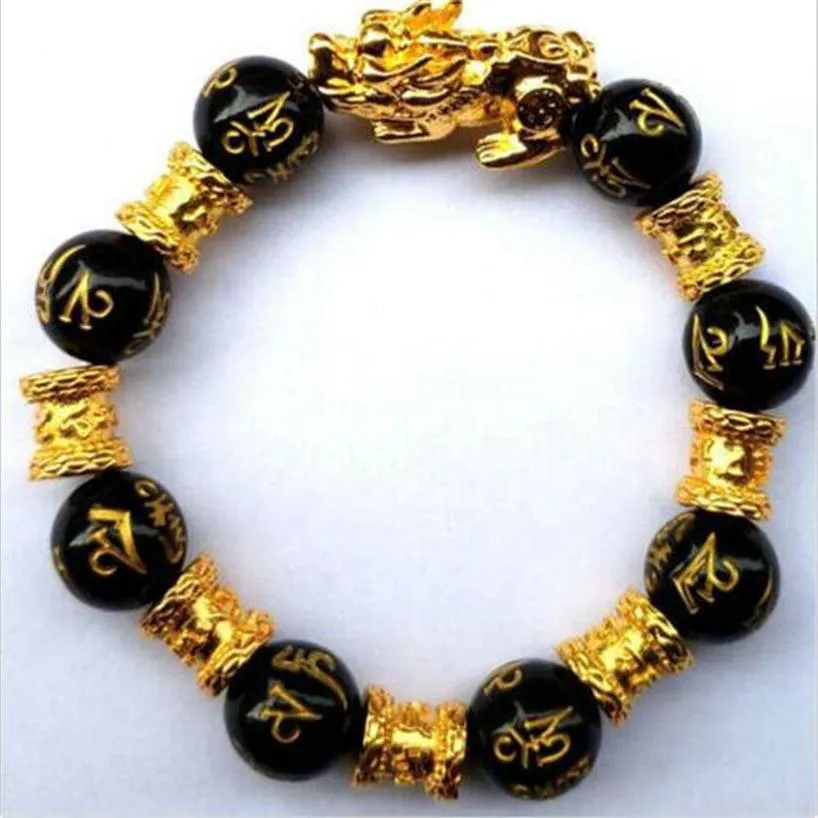 Feng Shui Black Obsidian Alloy Wealth Bracelet-original 281f