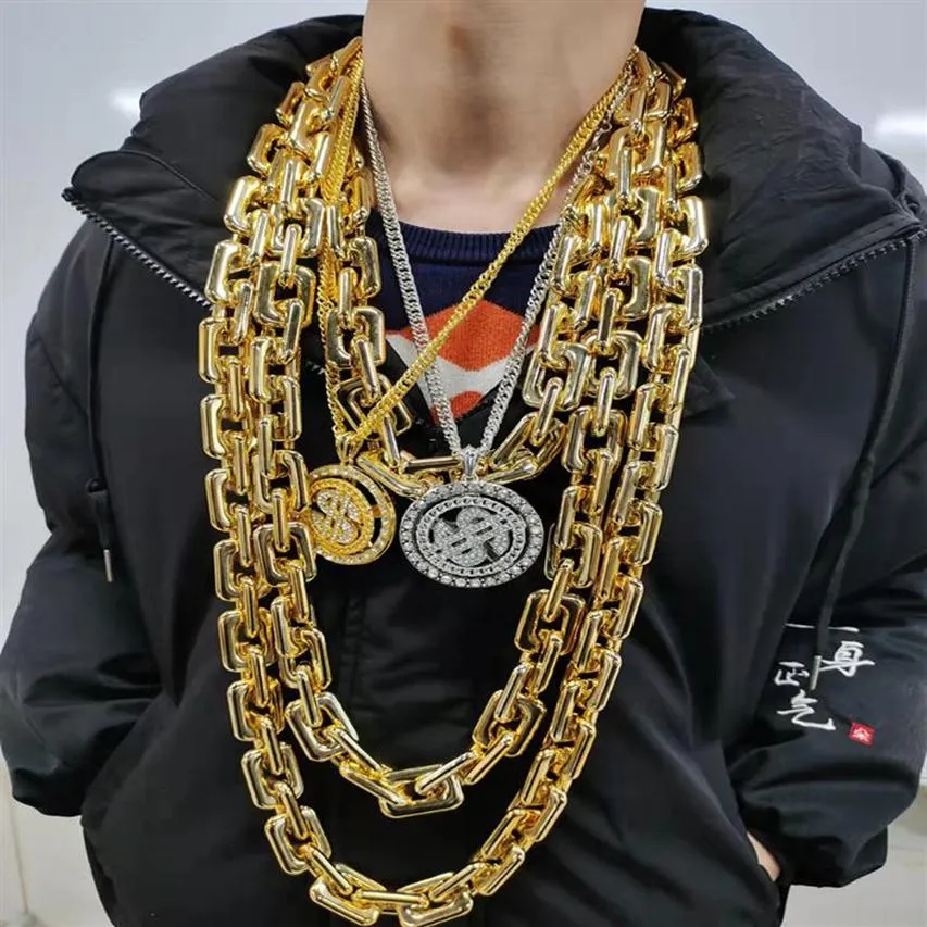 Chains Fashion Acrylic Large Thick Necklace Men Hip Hop Gold Chain Christmas Gift Bar Rock Rotation Eliminate Emo Jewelry Accessories297m