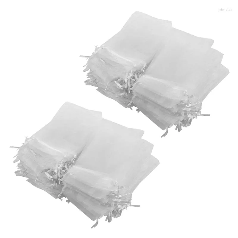 Cadeau cadeau 200pcs pochette sachet sac organza blanc 15x10cm fête de mariage dragée bonbonnière faveur bijoux