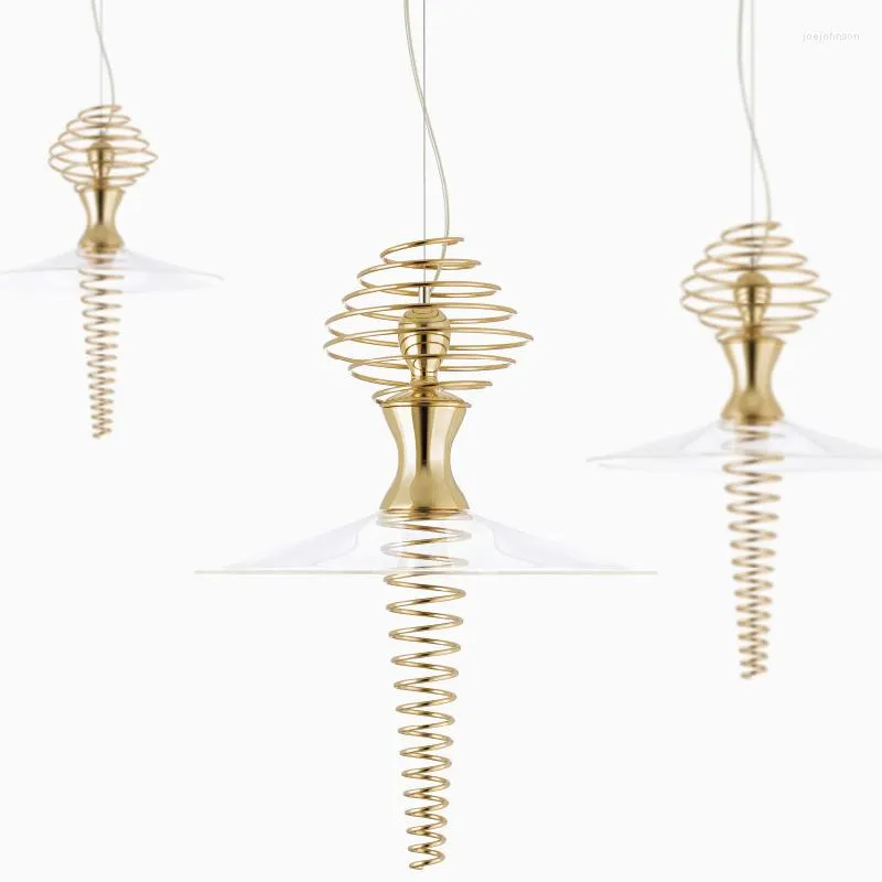 Pendant Lamps Fashion Nordic Postmodern Living Room Restaurant Bathroom Bedroom Bedside Spiral Art Glass Small Chandelier