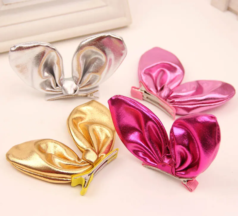 2022 Moda Moda Metallic Rabbit Ear Girl's Ponytail Rapbon Railed Alloy Clip Diy Hair Acessories Festival Barrette Headwear