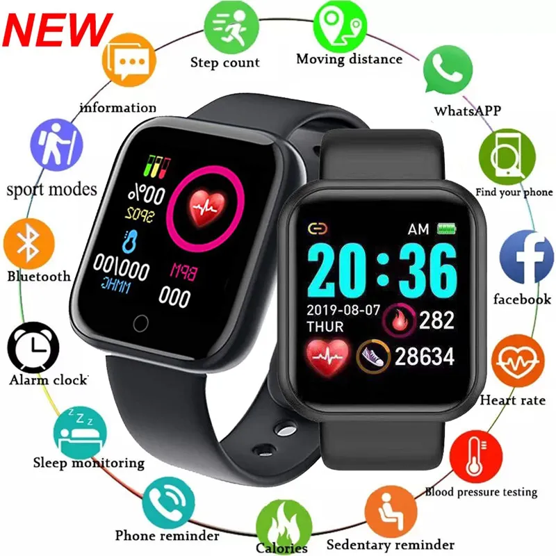 fitpro Y68 Smart Watch Uomo Donna Orologi da polso D20 Smartwatch Orologio elettronico Fitness Monitor Regalo di compleanno Per bambini Xiaomi Huawei Bracciale
