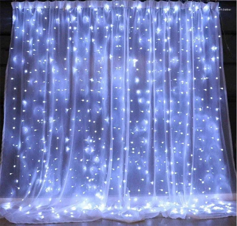 Cordes 300 LED Fenêtre Rideau Guirlande Lumineuse 3X3M 8 Mode Télécommande Twinkle Fée Pour Chambre Fête De Mariage Maison Décoration De Noël