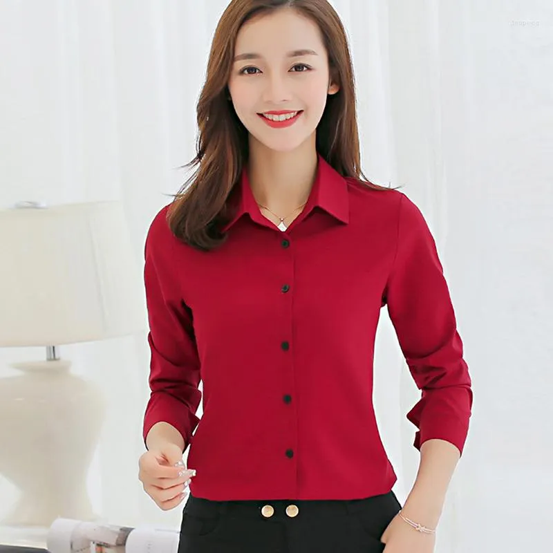 Blusas femininas primavera 2022 coreano as mulheres tops brancos casuais de manga longa camisa de damas preto camisa rosa