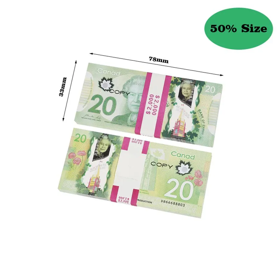 Prop jeu canadien copie argent DOLLAR CAD NKNOTES papier formation faux billets film PROPS273I