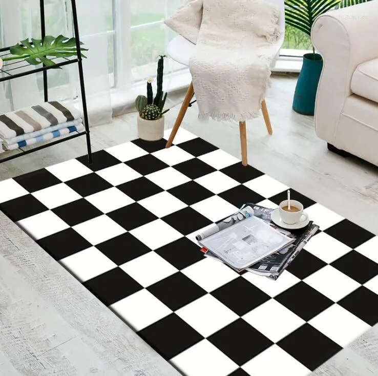 Ковры крупные европейские геометрические черно-белые ковры коврик для спальни гостиной кухонные ванны коврик