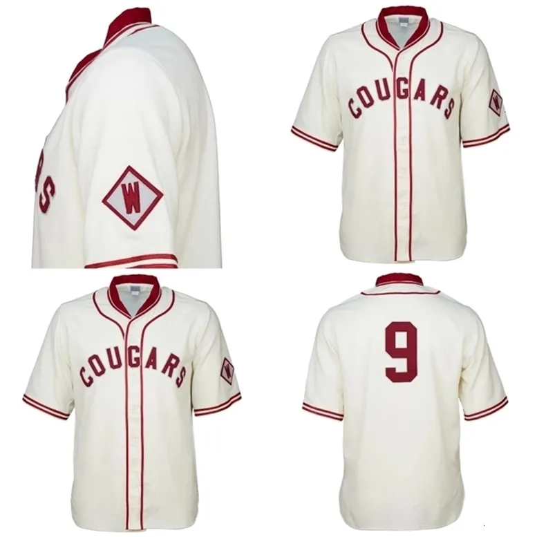 GlaMitNess WSU Washington State Cougars 1937 Home Jersey Personalizzato Uomo Donna Gioventù Maglie da baseball Qualsiasi nome e numero Doppia cucitura