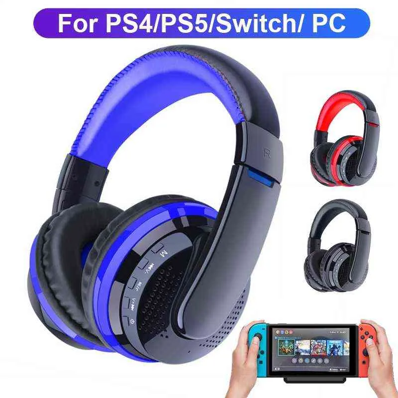 Cuffie Cuffie wireless Bluetooth con Nintendo Switch PS4 PS5 Trasmettitore per PC Casco da gioco stereo con microfono Cuffie da gioco T220916