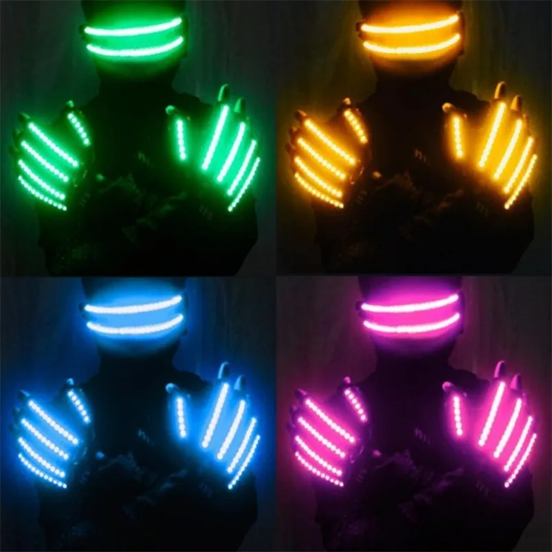 Светодиодные перчатки неоновые гуанты светящиеся куриные бары DJ Party Light Props светящаяся мигающая стадия костюм Rave Supplies 220919