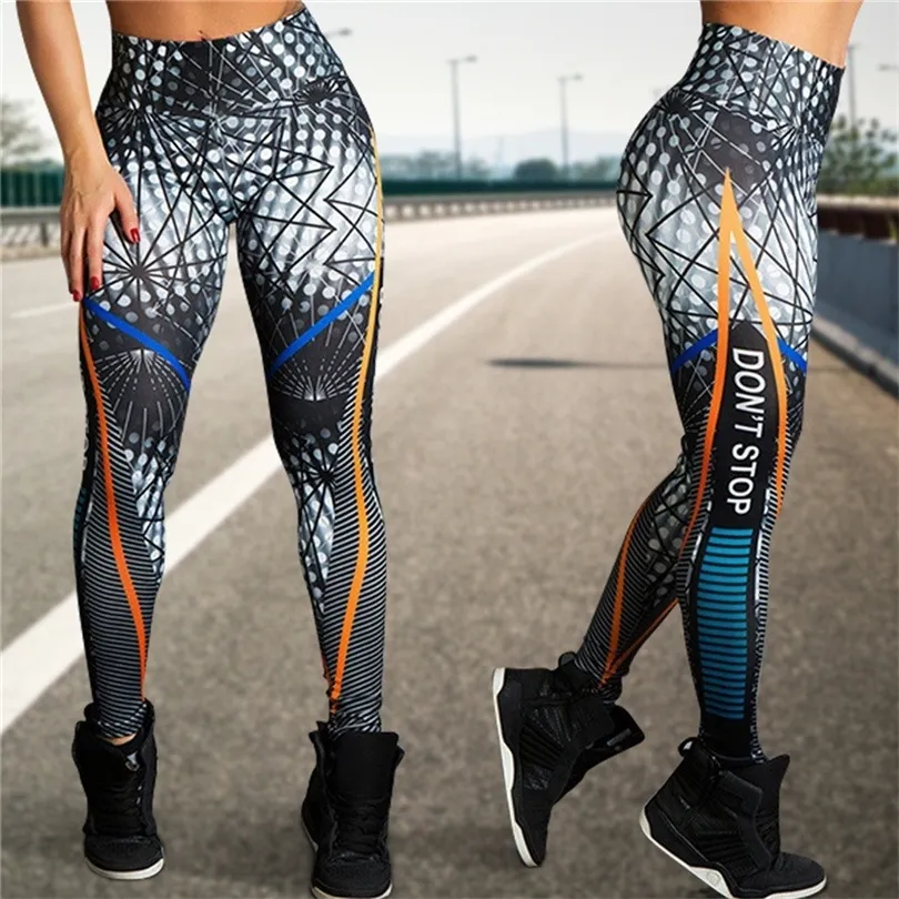 Women Leggingi 3d List drukowane kobiety fitness chude wysoka tła elastyczna push upnie nej do nóg spodni Leggins 220919