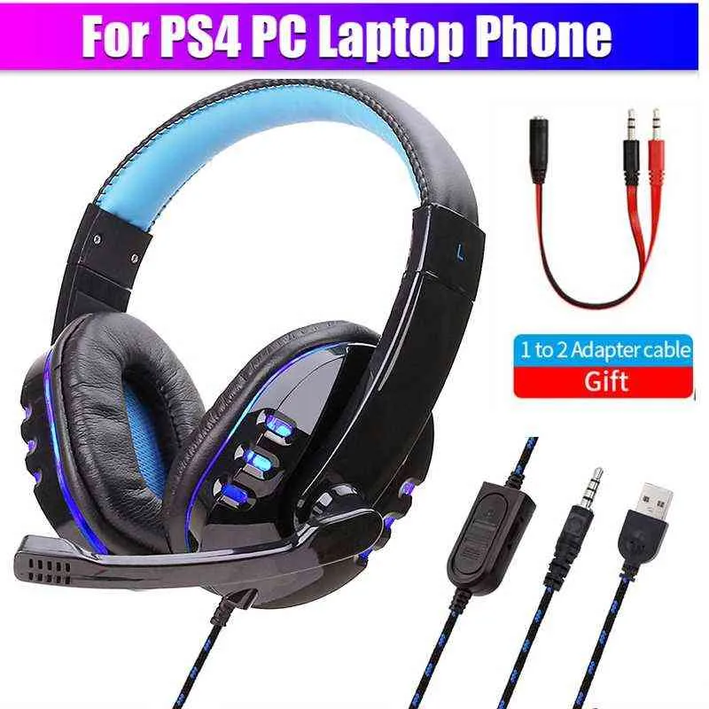 Casques d'écoute PC Gaming avec microphone pour PS4 Playstation 5 Xbox One Laptop Stereo Bass 3.5 jack LED Gamer casque pour téléphone portable T220916